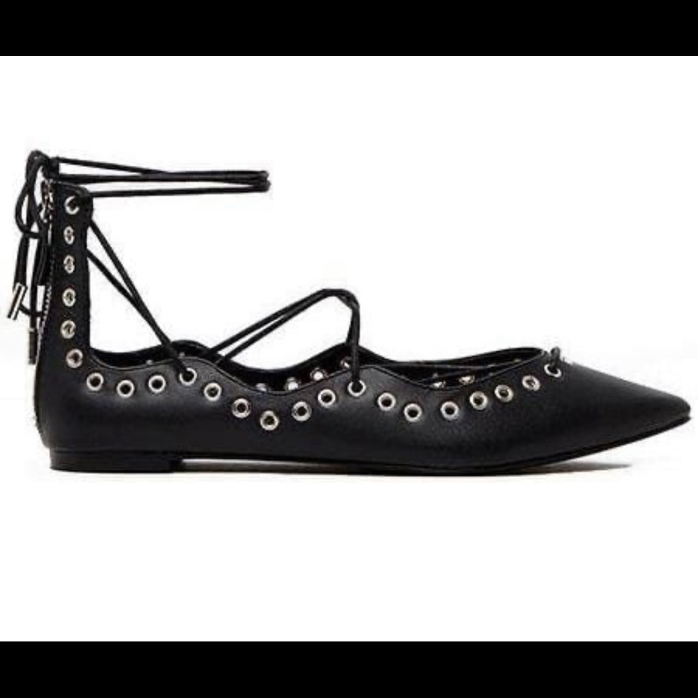 Zara Black Lace Up Flats 🥿